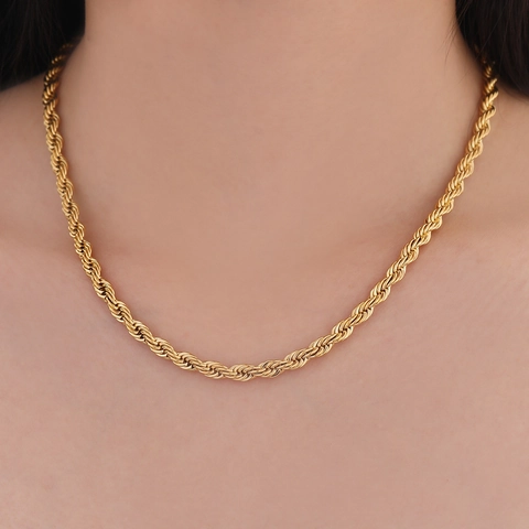 Stainless Steel Rope Chain Necklace For Men Women Gold Silver Plated Hip Hop Twist Chain Minimalist Fashion Jewelry Accessory Gift