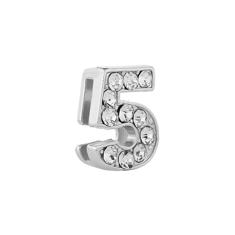 Silver Plated Metal Rhinestone DIY Number Charms For Bracelet Necklace Jewelry Making Handmade Personalized Sparkling Number Beads