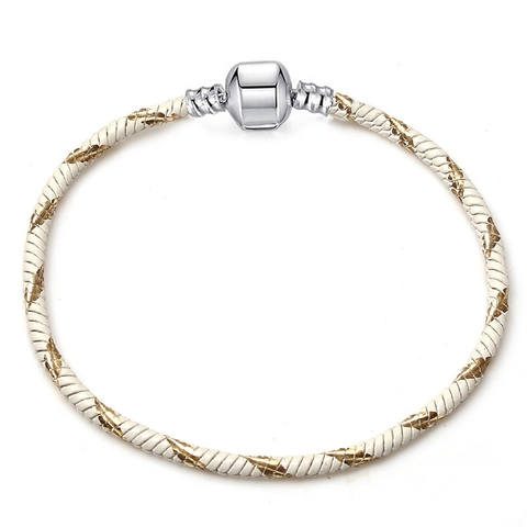 Fashion Woven Leather Bracelet With Metal Clasp Adjustable Braided Snake Chain Base For Women DIY Jewelry Making Gift