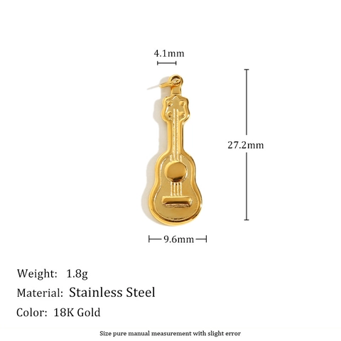 Stainless Steel 18K Gold Plated DIY Pendants Charms For Jewelry Making Guitar Heart Shell Animal Shape Women Necklace Accessory
