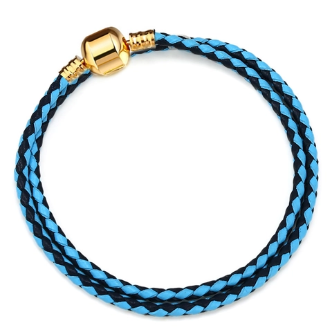 Double Wrap Braided Leather Bracelet With Electroplated Metal Barrel Clasp Fashion DIY Charms Jewelry For Women Men Gift