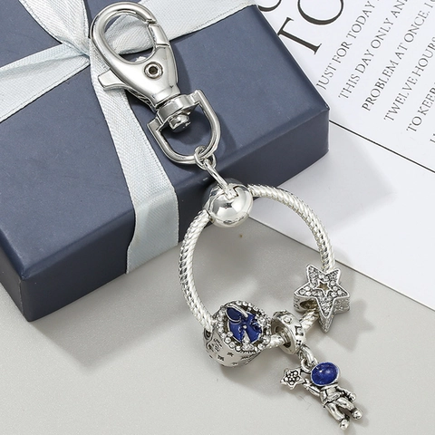 Sternenhimmel Serie DIY Astronaut Stern Mond Anhänger Metall Schlüsselanhänger Mode Kreative Weltraum Thema Schlüsselring Für Damen Taschenanhänger Schmuck