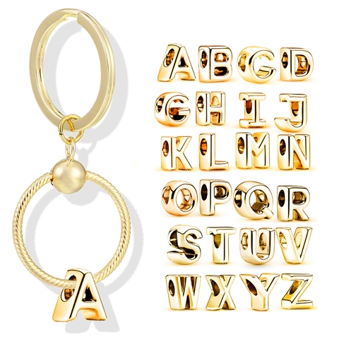 Moderner Roségold Legierung Alphabet Buchstaben Schlüsselanhänger Metall Anhänger Schlüsselring Mode Tasche Charme Auto Zubehör Unisex Geschenk