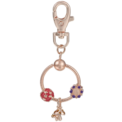 Portachiavi DIY Oro Rosa Lega Smalto Fungo Cuore Fiore Ciondoli Anello Portachiavi in Metallo per Donna Chiavi Auto Regalo