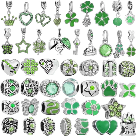 Ciondoli Fai da Te in Lega di Smalto Zirconia Verde per Creazione Bracciali Collane Gioielli alla Moda Donna Pendente Cuore Fiore Quadrifoglio Stella