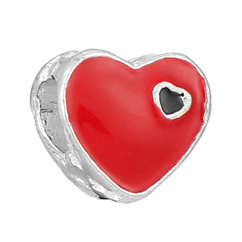 Red Enamel Heart Flower Cat Claw DIY Charms Alloy Zirconia Beads For Bracelet Necklace Women Jewelry Making Accessories