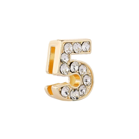 Fashion Gold Alloy Rhinestone Number Beads DIY Jewelry Making Slide Charms For Women Bracelets Necklace Accessories