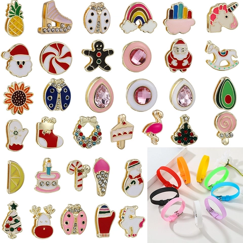 DIY Schmuckherstellung Legierung Emaille Charms Anhänger Weihnachten Weihnachtsmann Rentier Regenbogen Einhorn Perlen Für Armband Halskette