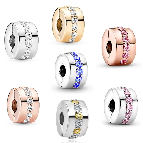 Metal Rhinestone Stopper Clip Charm Bead For Women DIY Jewelry Making Accessories Silver Gold Rose Gold Plated Round Totem Pattern