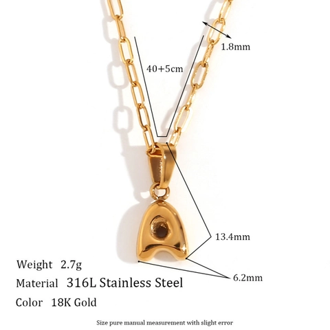 Minimalistische 18K Vergoldete Edelstahl Bubble Buchstaben Anhänger Halskette Personalisierte Büroklammer Kette Für Damen Mode Täglicher Schmuck