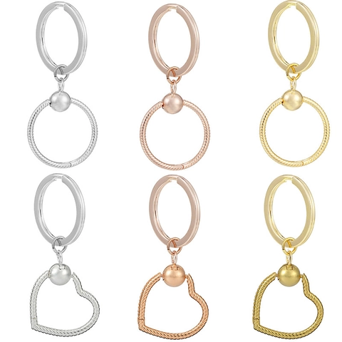 Portachiavi Moderno in Metallo Cuore Tondo per Donna Uomo DIY Gioielli Auto Portachiavi Texture Lisca Pesce Galvanizzato Regalo
