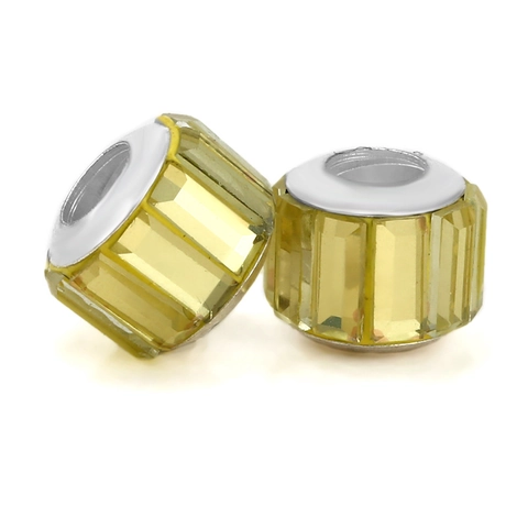 Faceted Rhinestone Large Hole Spacer Beads Alloy Crystal Cylinder Beads For DIY Jewelry Making Bracelet Necklace Components