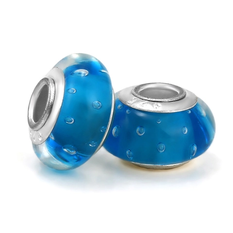 DIY Bubble Lampwork Glass Beads With 925 Sterling Silver Core For Bracelet Making Colorful Jewelry Charms Beads Accessories