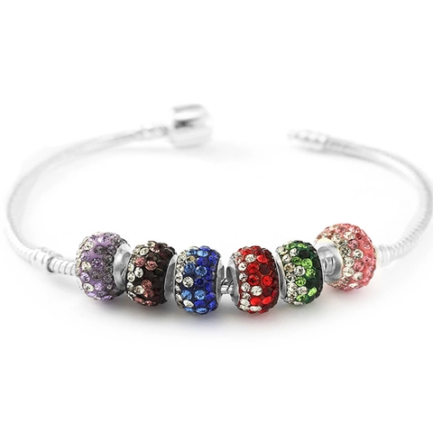Kleurrijke Strass Pave Kralen Grote Gat Metalen Losse Spacer Kralen Voor DIY Sieraden Maken Armband Bedels Kralen