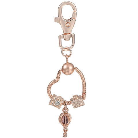 Portachiavi Cuore Oro Rosa Per Donna Fotocamera Retrò Profumo Mongolfiera Ciondolo Strass Catena Serpente Portachiavi Regalo