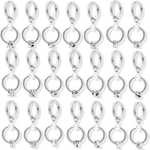 Fashion Silver Alphabet Letter A-Z Keychain Snake Chain Texture Circle Pendant Keyring For Bag Charm Men Women Jewelry Accessories Gift