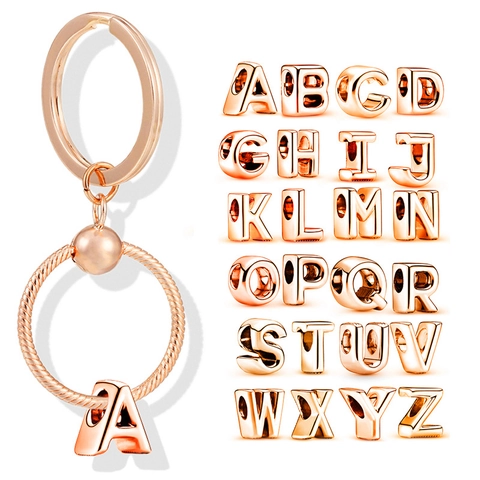 Portachiavi Iniziale Oro Rosa Per Donna Ciondolo Lettera Alfabeto Portachiavi Texture Osso Di Serpente Charm Borsa Gioielli
