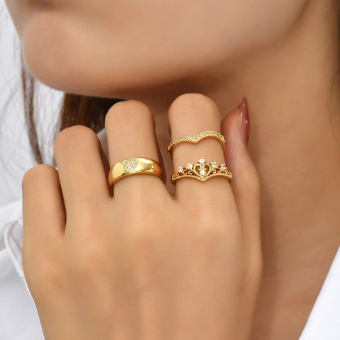 Vintage 18K Verguld Koperen Ring Voor Vrouwen Zirkonia Ingelegd Verstelbaar Open Esthetische Sieraden Ring Cadeau