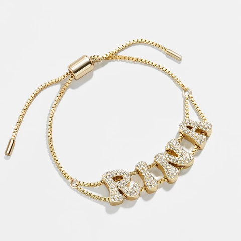 Buchstaben Anhänger Armband Halskette Messing Zirkonia 18K Vergoldet Verstellbare Box Kette Micro Pave Schmuck Damen