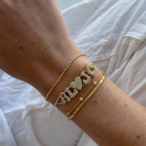 Buchstaben Anhänger Armband Halskette Messing Zirkonia 18K Vergoldet Verstellbare Box Kette Micro Pave Schmuck Damen
