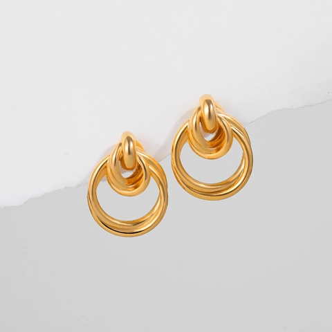 Επιχρυσωμένα Χάλκινα Σκουλαρίκια Κρίκοι 18K για Γυναίκες Γεωμετρικά Μινιμαλιστικά Κυκλικά Καρφωτά Σκουλαρίκια Με Καρφίτσα από Ανοξείδωτο Χάλυβα Κόσμημα Δώρο
