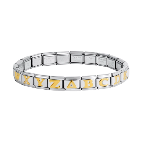 Italian Charm Bracelet Link Stainless Steel Gold Black Alphabet Letter A-Z DIY Composable Modular Jewelry Link For Bracelet