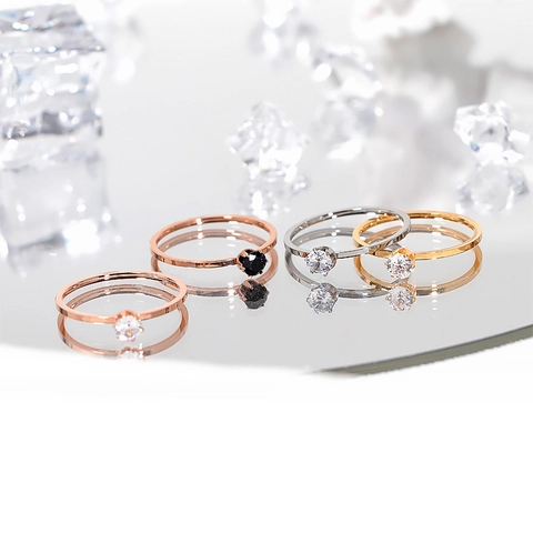 Minimalistischer Edelstahl Rund Zirkonia Solitärring Für Damen Eleganter Roségold Silber Plattierter Modischer Fingerring Geschenk