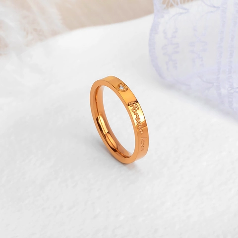 Forever Love Herz Titanstahl Ring Für Damen Pärchen Poliert Zirkonia Eingelegt Hochzeitsband Jahrestag Schmuck Geschenk