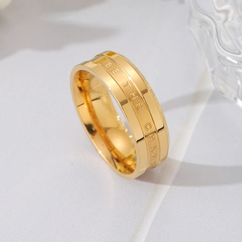 Edelstahl Ring Gravur "BE THE CHANGE" Gebürstet Titanium Stahl Band Herren Damen Hip Hop Punk Mode Schmuck Geschenk