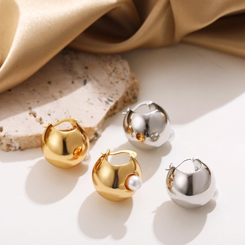 Pendientes de Botón de Acero Inoxidable Chapados en Oro 18K Corazón Gota Vintage Geométricos Lisos para Mujer Joyería de Moda