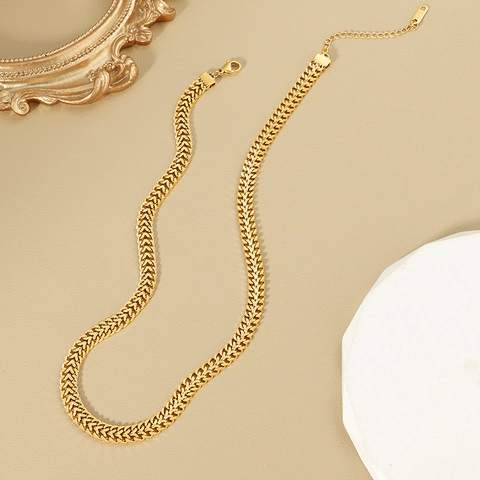 Gold Plated Stainless Steel Twisted Braid Franco Chain Necklace For Men Women Hip Hop Minimalist Jewelry Gift