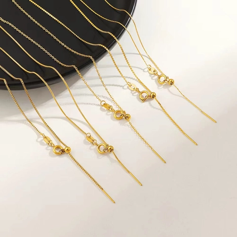 Adjustable Titanium Steel Gold Plated Chain Necklace For Women Minimalist Snake Box Chopin Link Versatile Jewelry Accessories