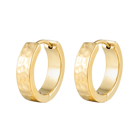 Unisex Edelstahl Gehämmerte Creolen Vintage Gold Silber Plattierte Strukturierte Huggie Ohrringe Mode Nische Runde Schmuck
