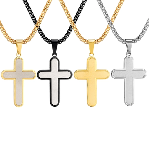 Edelstahl Kreuz Anhänger Halskette Für Herren Damen Gold Silber Schwarz Minimalistischer Religiöser Schmuck Venezianerkette