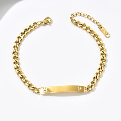 Mode Edelstahl Panzerkette Armband Für Damen Herz Eingelegt Zirkonia Gravur ID Platte Schmuck Elegant Hand Dekoration