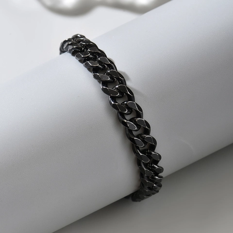 Bracciale a Maglia Cubana Unisex in Acciaio Inossidabile per Uomo Donna Street Punk Canna di Fucile Regolabile Gioielli Minimalisti