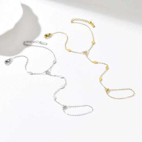 Moda Bracciale a Catena per le Dita Ovale in Acciaio Inossidabile Donna Placcato Oro Argento Strass Gioielli da Mano