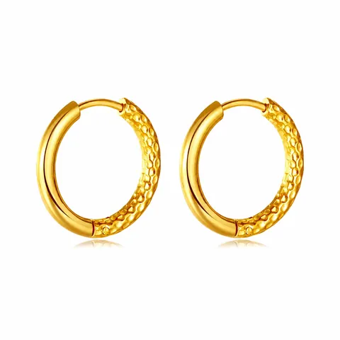Minimalistische Edelstahl Kreolen Für Damen Gold Silber Ton Gehämmerte Textur Geometrischer Kreis Modeschmuck Geschenk