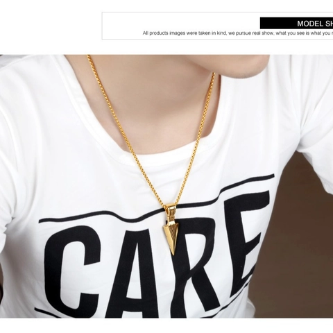 Stainless Steel Arrowhead Pendant Necklace For Men Hip Hop Street Style Spearhead Geometric Charm Jewelry Fashion Gift