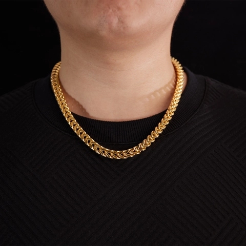 Men's Fashion Stainless Steel Gold Plated Franco Chain Necklace Hip Hop Streetwear Thick Wheat Link Chain Jewelry Gift