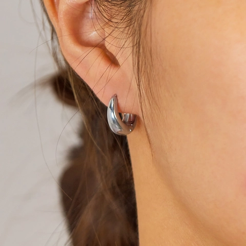 Minimalist Stainless Steel Chunky Hoop Earrings For Women French Vintage Geometric Gold Silver C-Shaped Stud Earrings Jewelry