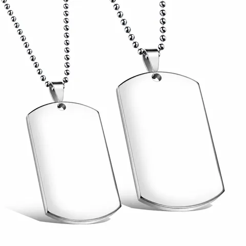 Minimalistische Edelstahl Erkennungsmarke Halskette Für Herren Damen Polierte Blanko Militär Anhänger Halskette Schmuck