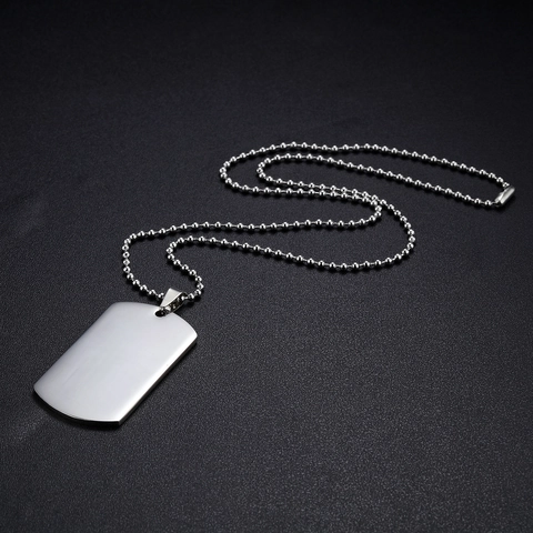 Minimalist Stainless Steel Dog Tag Necklace For Men Women Polished Blank Military Style Pendant Necklace Jewelry Gift
