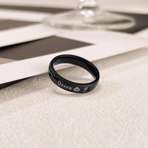 Titanstahl Krone Ring Her King His Queen Strass Fingerband Paare Schmuck Verlobung Hochzeit Jahrestag Geschenk