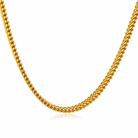 Stainless Steel Franco Chain Necklace Gold Plated Hip Hop Double Row Wheat Link Necklace For Men Women Trendy Jewelry