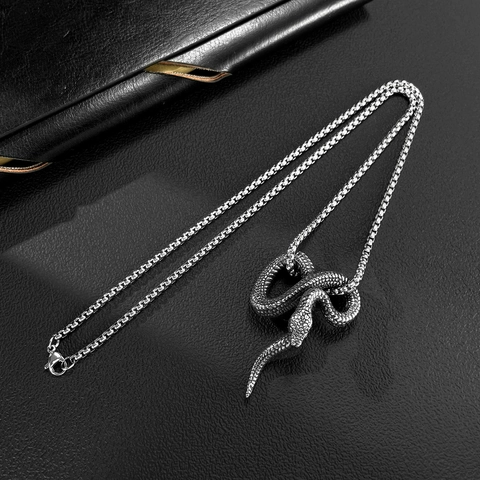 Vintage Roestvrij Staal Slang Hanger Halsketting Voor Heren Retro Punk Stijl Diervorm Individuele Goth Sieraden Accessoire