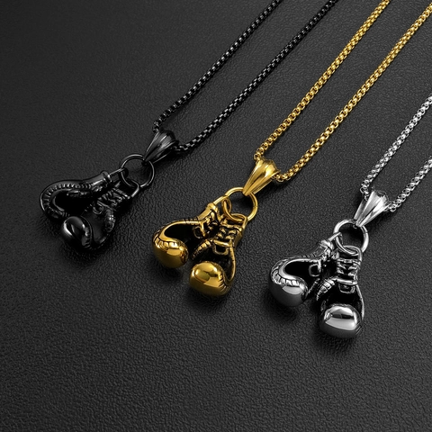 Herren Edelstahl Boxhandschuhe Anhänger Halskette Punk Sportlich Boxhandschuh Anhänger Für Männer Täglicher Schmuck Geschenk