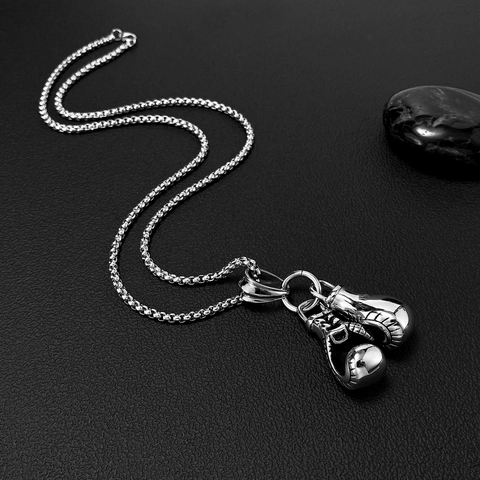 Herren Edelstahl Boxhandschuhe Anhänger Halskette Punk Sportlich Boxhandschuh Anhänger Für Männer Täglicher Schmuck Geschenk