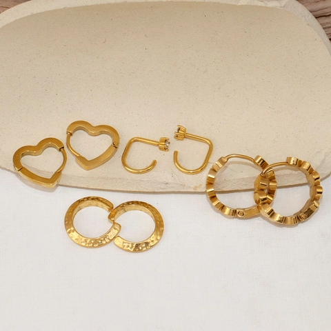 Minimalist Stainless Steel Gold Plated Geometric J Shaped Zirconia Stud Earrings For Women Fashion Jewelry