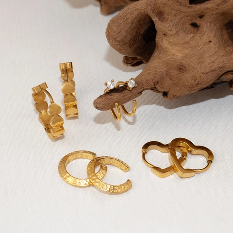 Minimalist Stainless Steel Gold Plated Geometric J Shaped Zirconia Stud Earrings For Women Fashion Jewelry